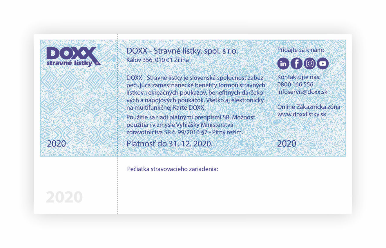 Stravne listky DOXX 2020 back - Nezabudnite minúť poukážky do konca roka